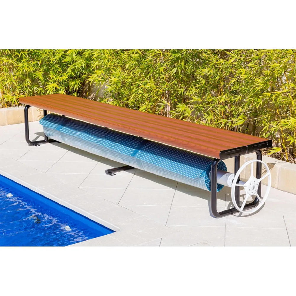 Under Bench Pool Cover Rollers Clear Annodised Aluminium / Suit 2.8m Wide Pool