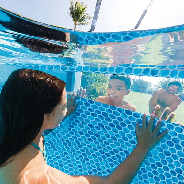 Intex Prism Clearview round pool with a 360-degree underwater clear window.