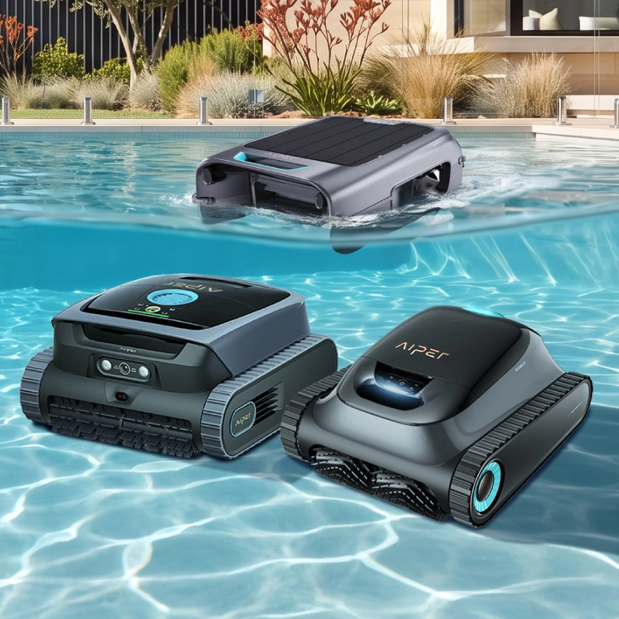Aiper robotic pool cleaners in a pool 