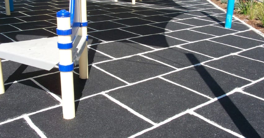 Rubber tiles in a playground