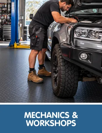 Discover workshop essentials for mechanics, including flooring, anti‑fatigue mats and seals suited to busy service bays and trade environments. Create more comfortable, better‑protected spaces for day‑to‑day mechanical work.