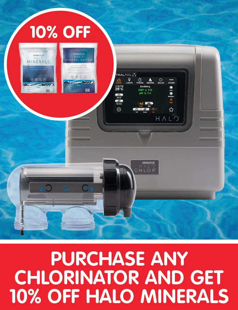 Purchase any Chlorinator and get 10% off Halo Minerals