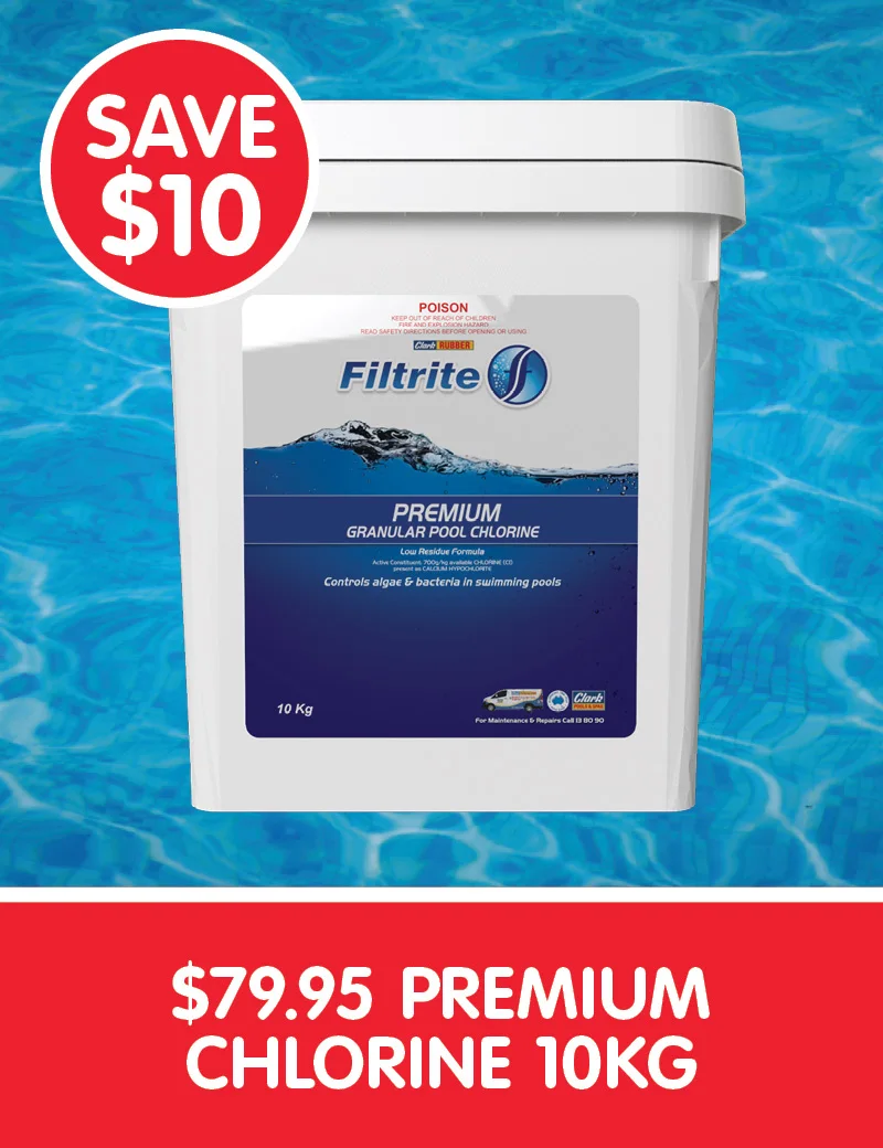 Save $10 on Premium Chlorine 10kg