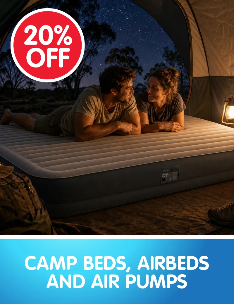 20% off Camp Beds, Air Beds and Air Pumps