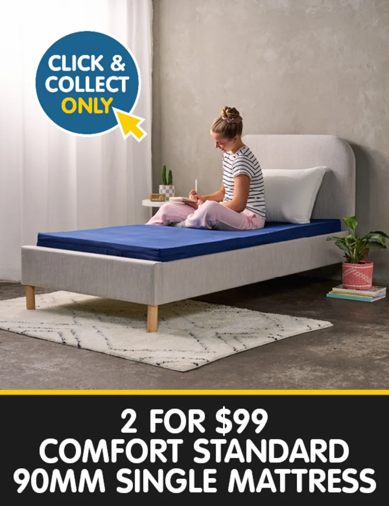2 for $99 Comfort Standard 90mm Single Mattress