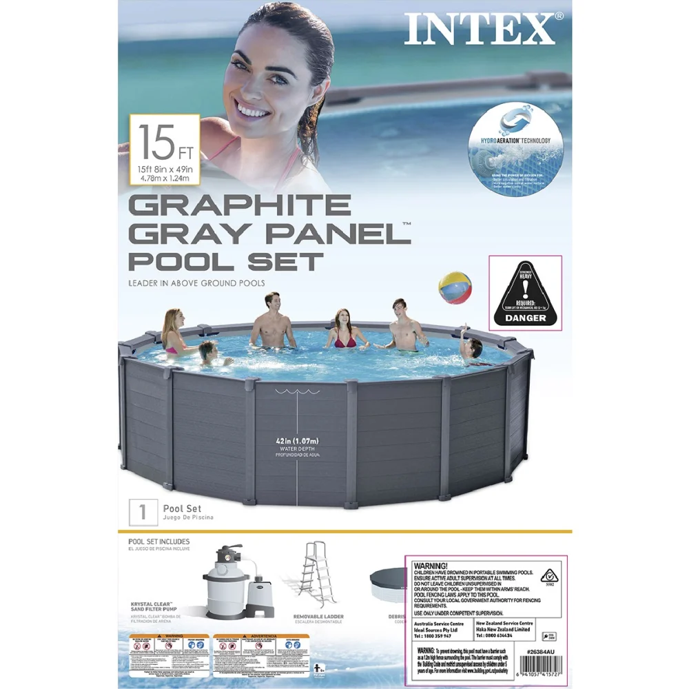 Intex Graphite Panel Pool Round - 15ft