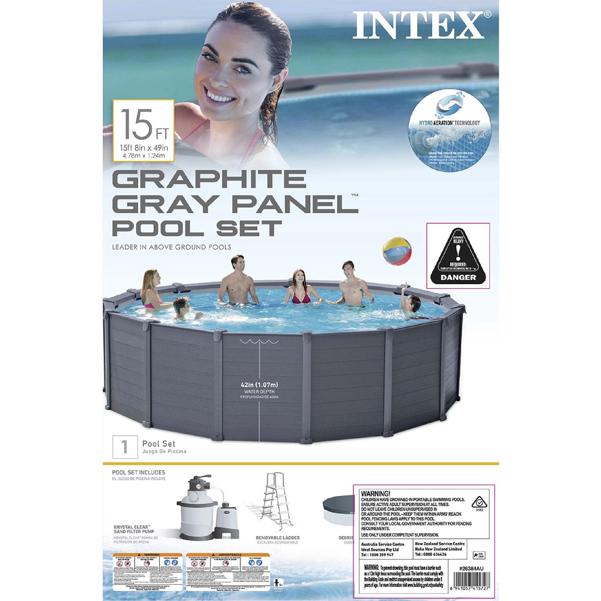 Intex Graphite Panel Pool Round - 15ft