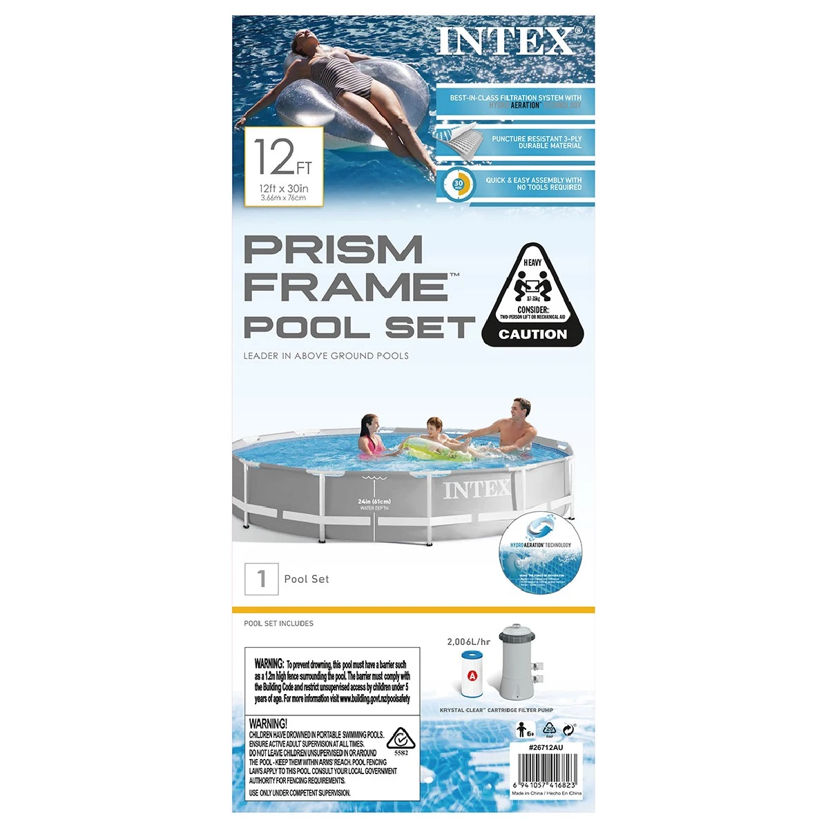 Intex Prism Frame Pool Round - 12ft Dia x 30in Deep 12ft x 76cm