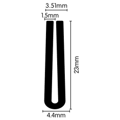 Mounting Rubber (U Channel) - 23mm x 4.4mm