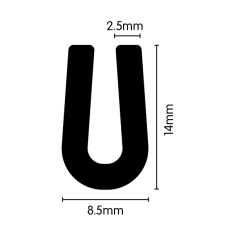 Mounting Rubber - U Channel 14mm x 8.5mm