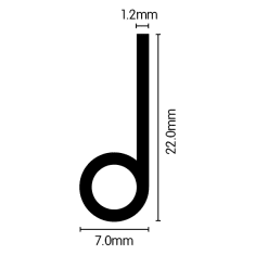 P Section Extrusion - 22mm x 7mm