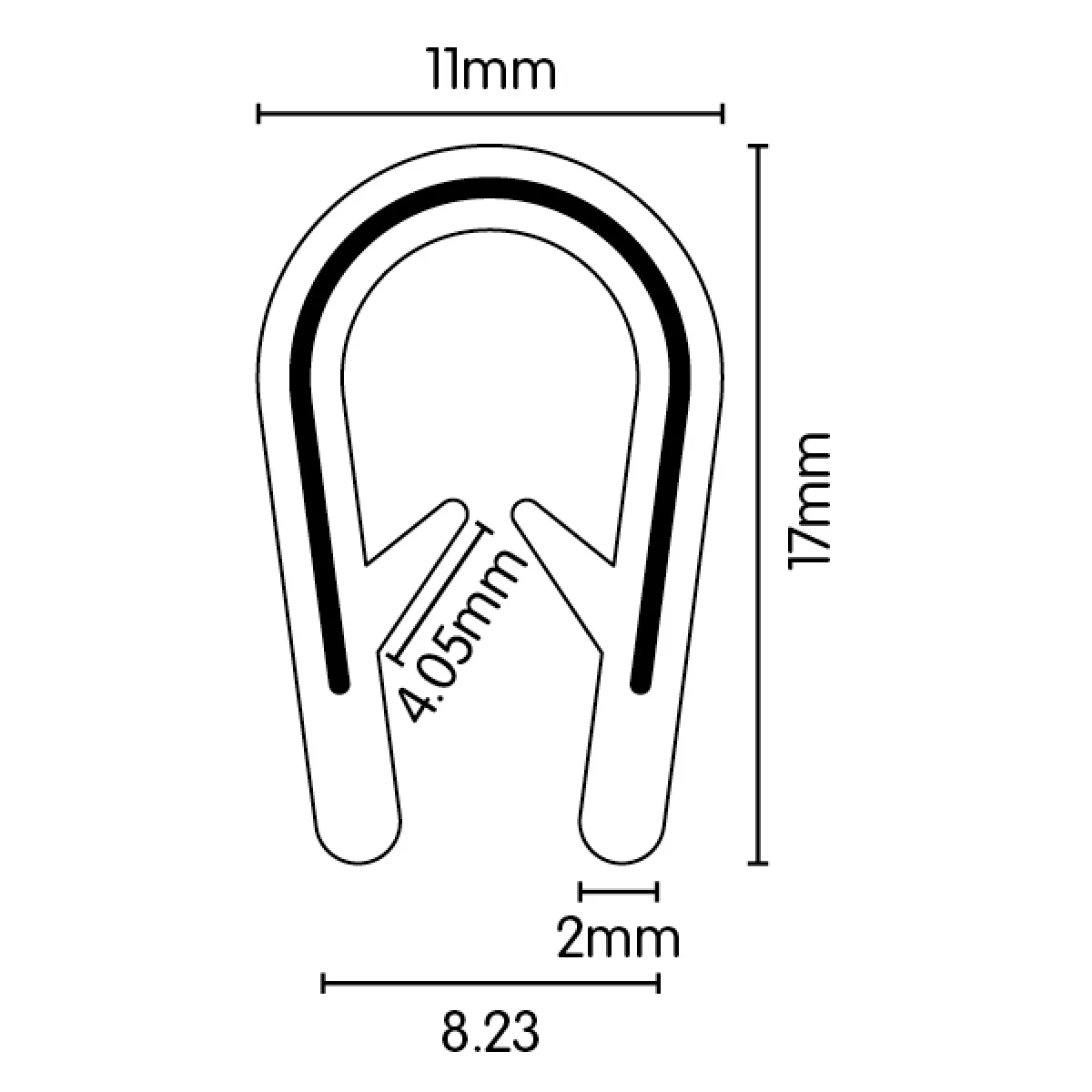 PVC Black Pinchweld - 17mm x 11mm