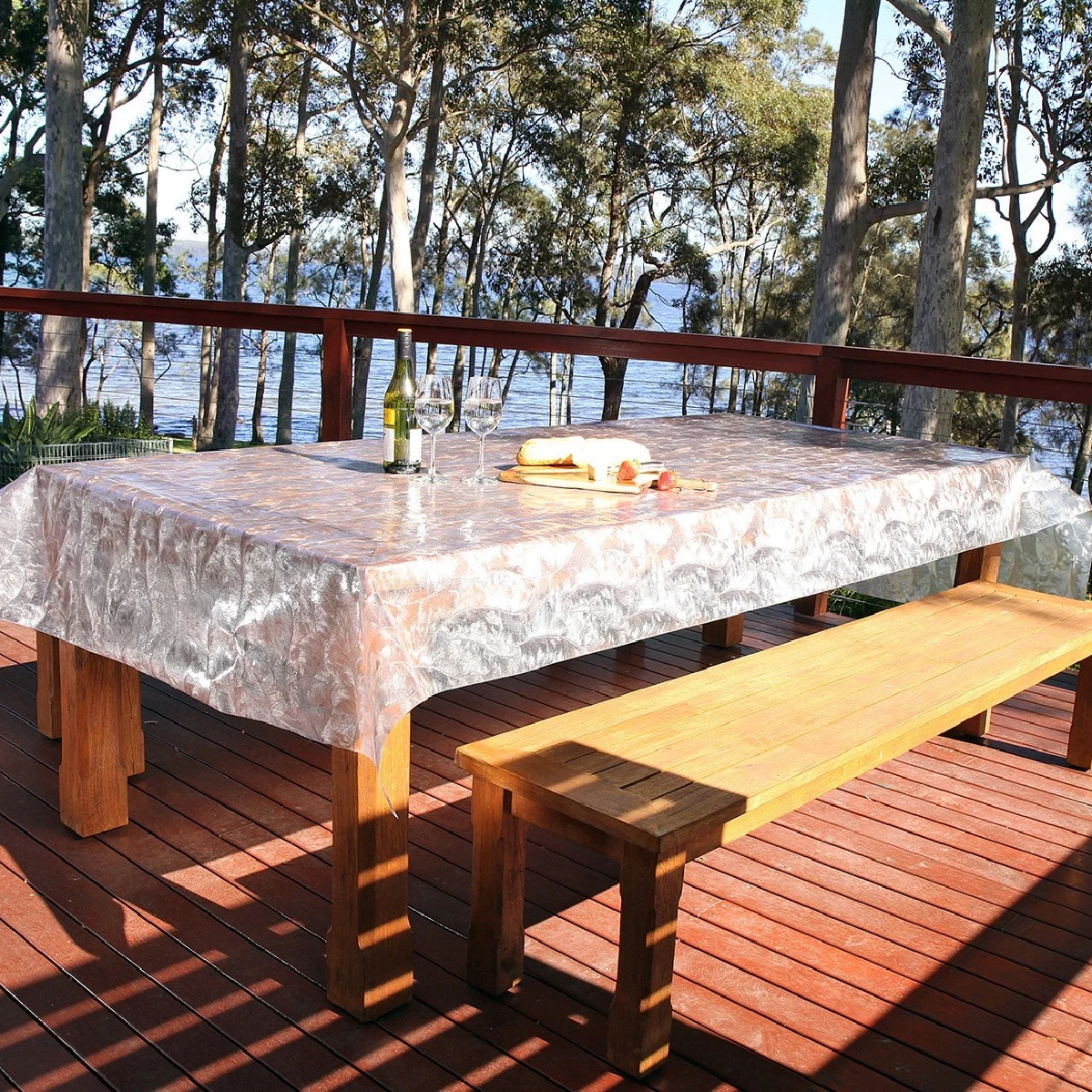 PVC Table Cover - Clear Leaves