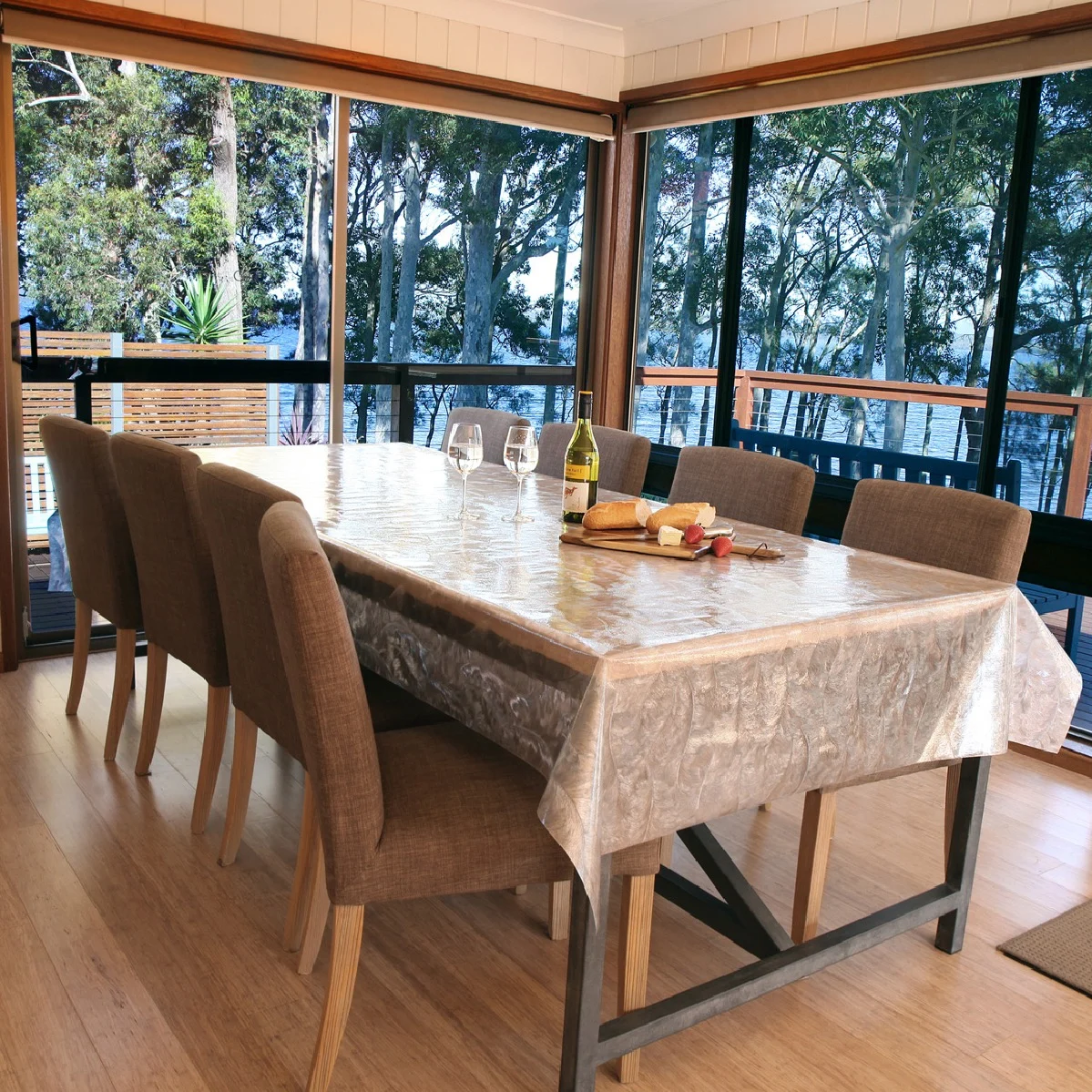 PVC Table Cover - Clear Leaves