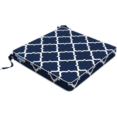 Square Designer Chair Cushion Blue and White Geo Pattern