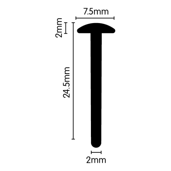 T Section (Glass Install Rubber) - 24.5mm x 7.5mm
