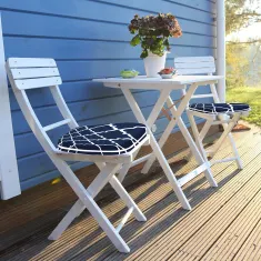 U-Shaped Designer Chair Cushion Blue and White Geo Pattern