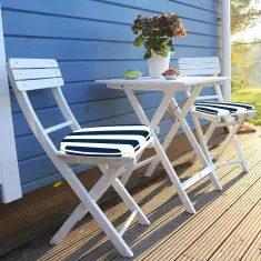 U-Shaped Designer Chair Cushion Blue and White Stripe