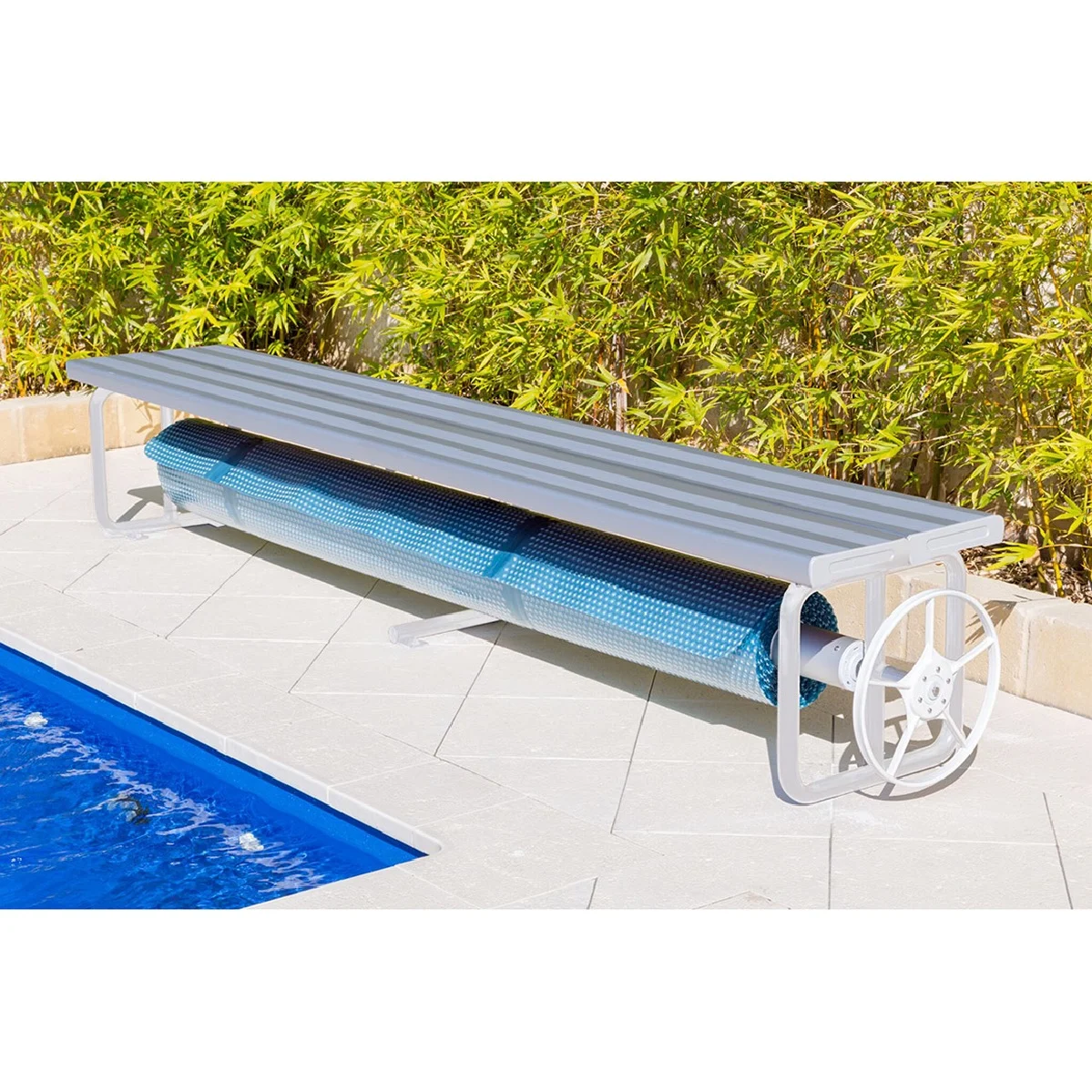 Under Bench Pool Cover Rollers Clear Annodised Aluminium / Suit 2.8m Wide  Pool