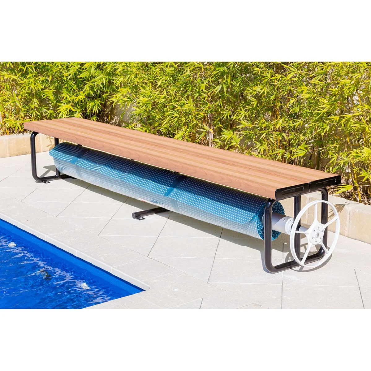 Under Bench Pool Cover Rollers Clear Annodised Aluminium Suit