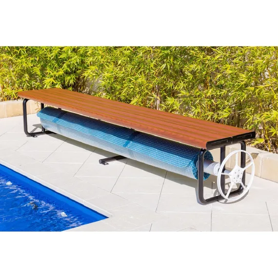 Under Bench Pool Cover Rollers Charcoal Shimmer / Suit 6m Wide Pool