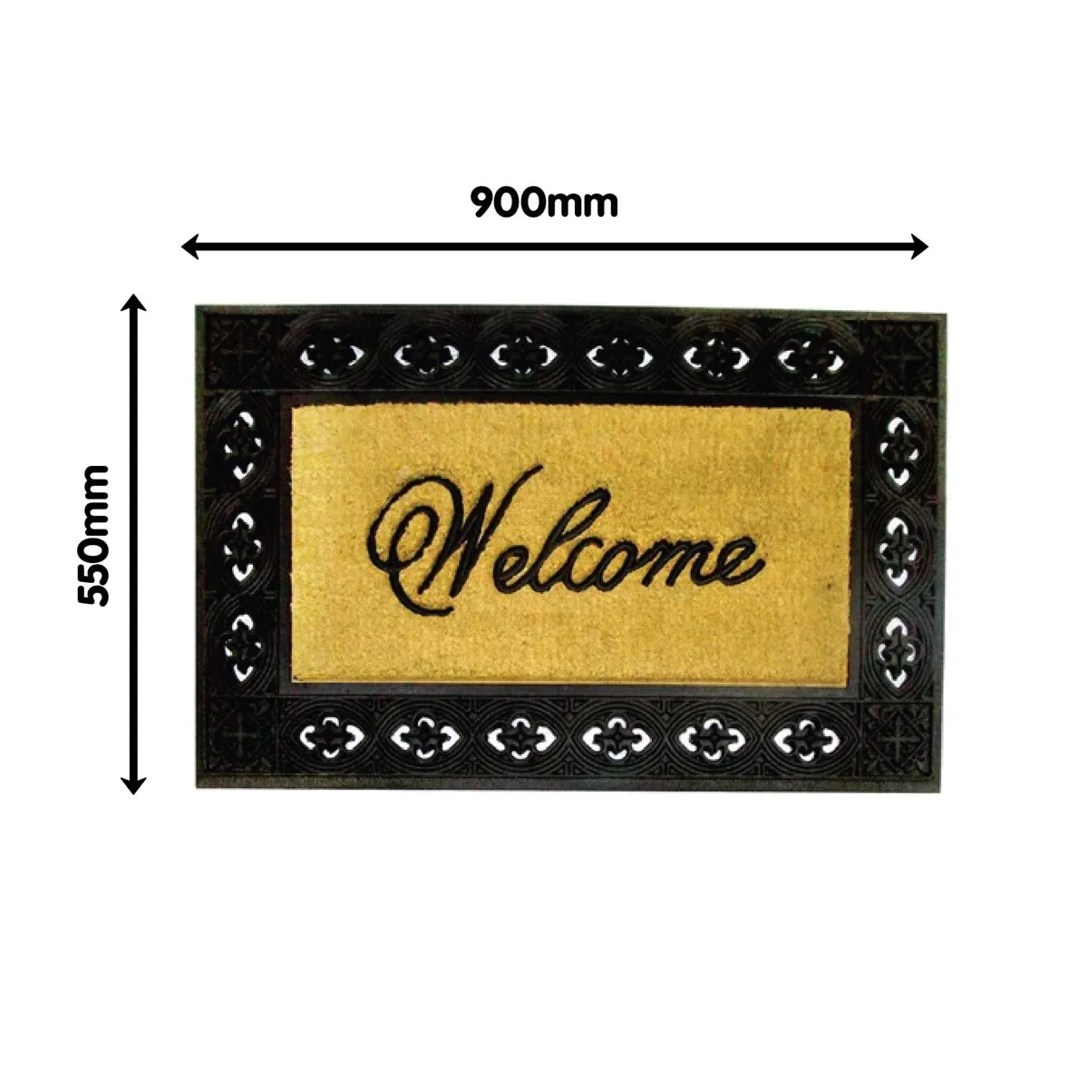 Clark Rubber Large Coir Mat with Rubber Border - Welcome Print