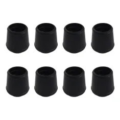 Heavy Duty Rubber Chair Tip 8 Piece Bundle - Black 19mm