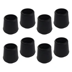 Heavy Duty Rubber Chair Tip 8 Piece Bundle - Black 19mm