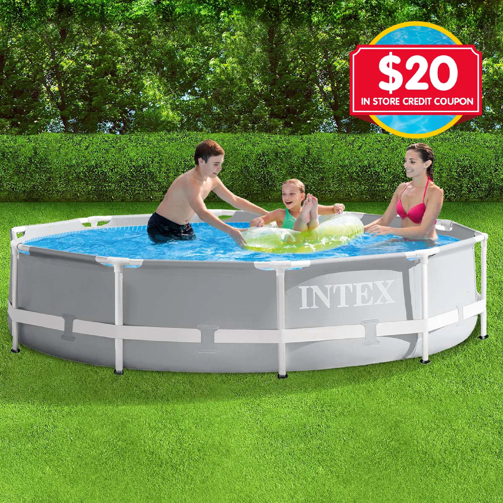 Intex Prism Frame Pool Round 10ft with $20 In Store Credit Coupon