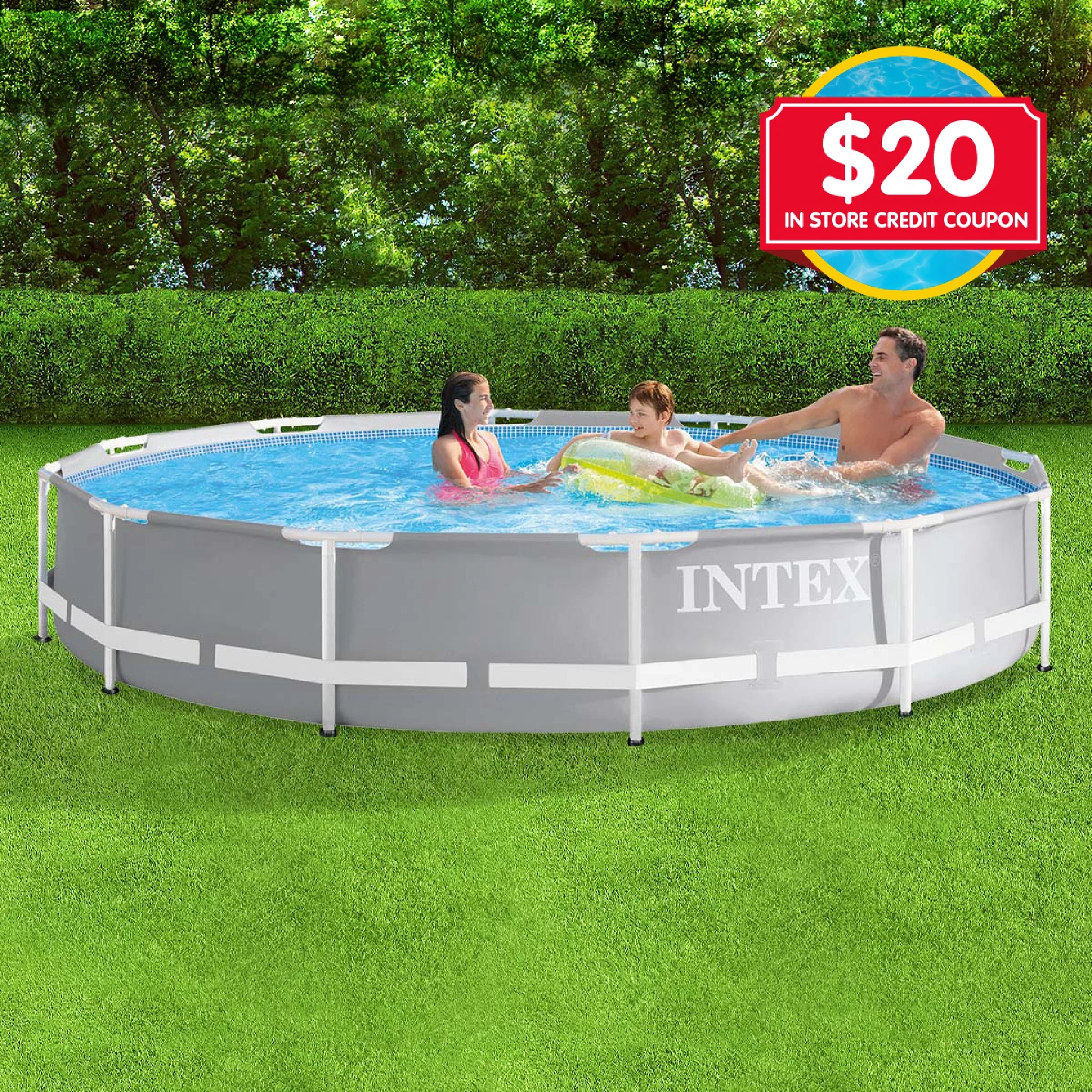 Intex Prism Frame Pool Round 12ft Dia x 30in Deep with $20 In Store Credit Coupon