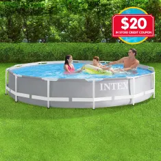 Intex Prism Frame Pool Round 12ft Dia x 30in Deep with $20 In Store Credit Coupon