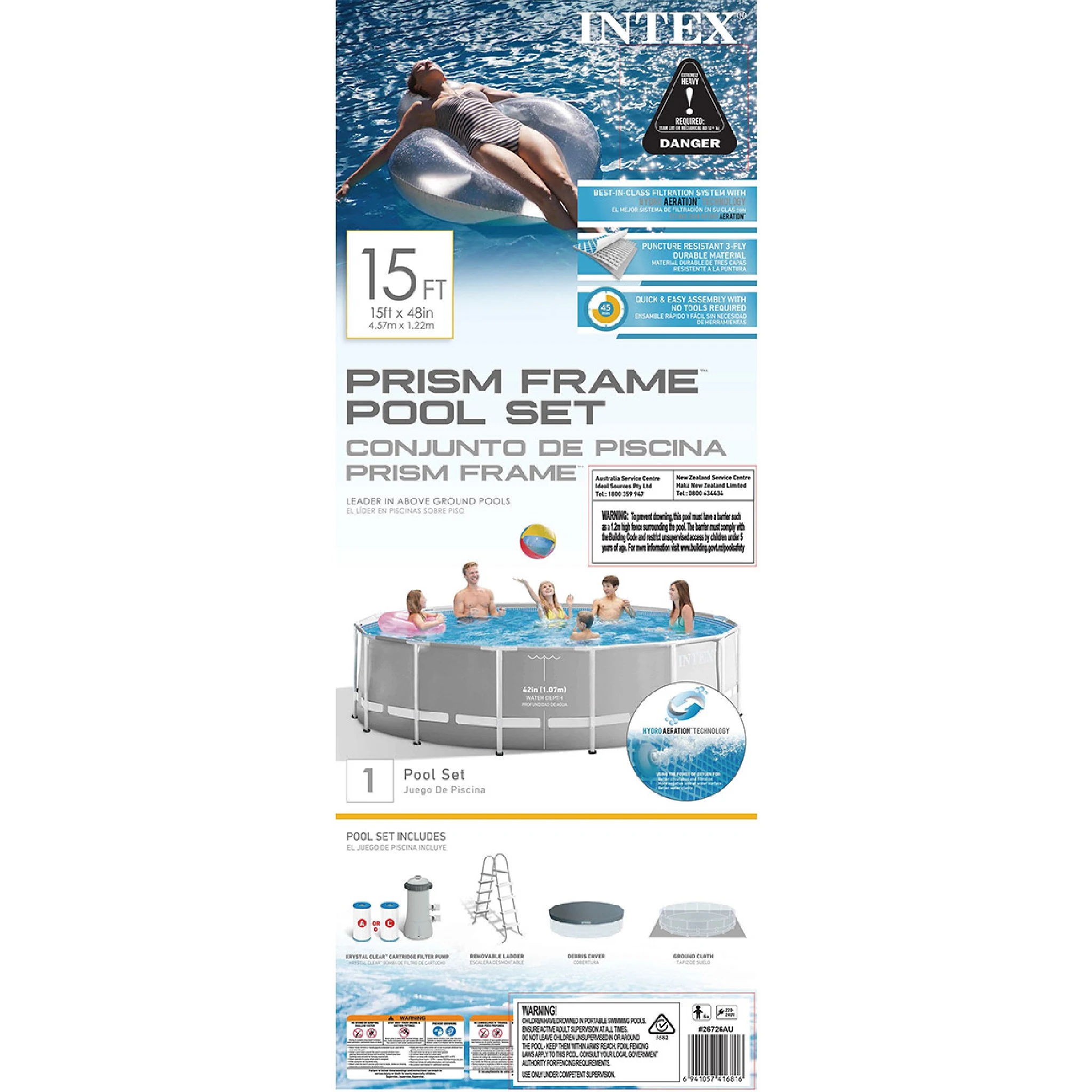 Intex Prism Frame Pool Round 15ft Dia x 48in Deep with $50 In Store Credit Coupon