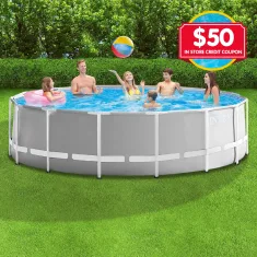 Intex Prism Frame Pool Round 15ft Dia x 48in Deep with $50 In Store Credit Coupon