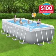 Intex Prism Frame Pool Rectangular 16ft with $100 In Store Credit Coupon