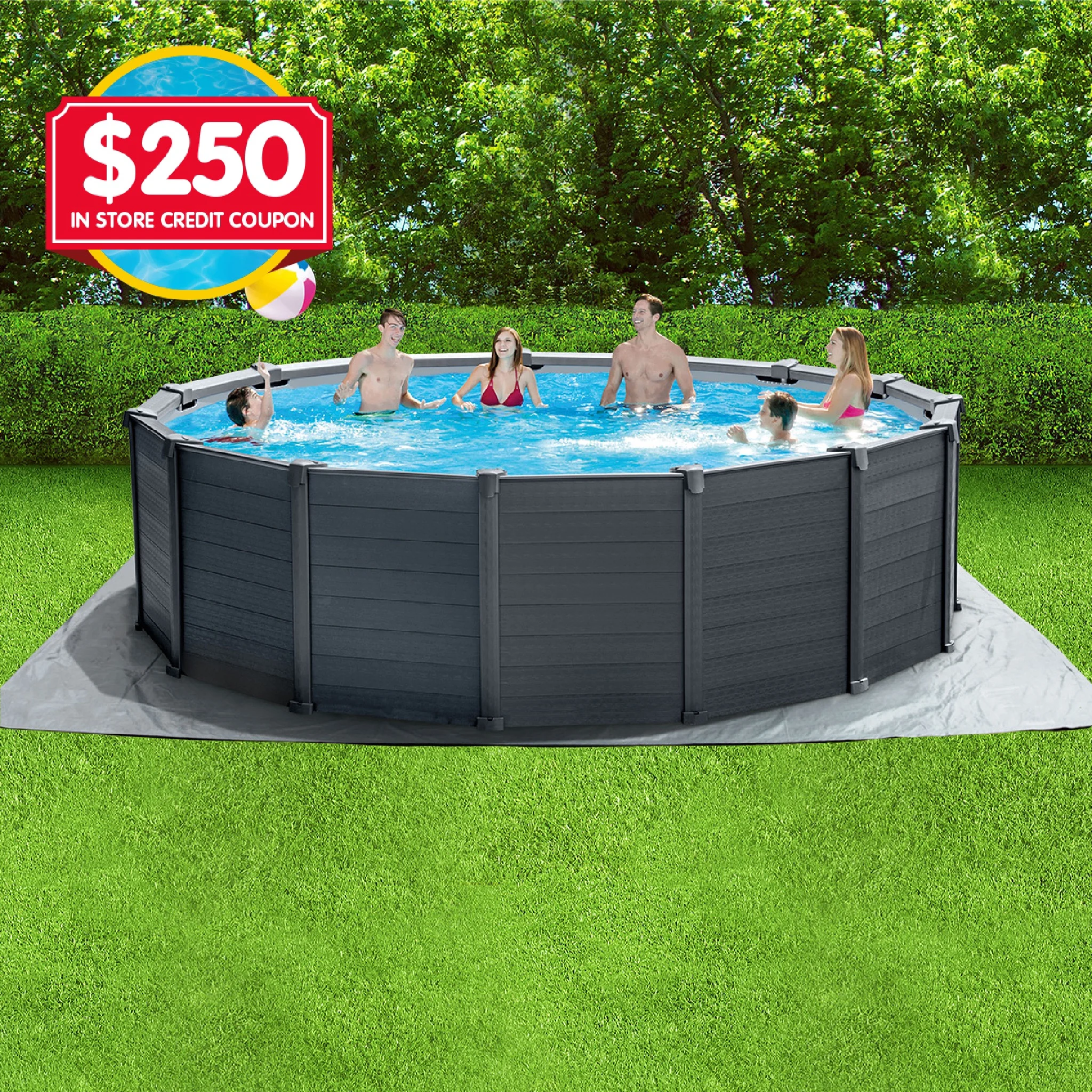 Intex Graphite Panel Pool Round 15ft with $250 In Store Credit Coupon