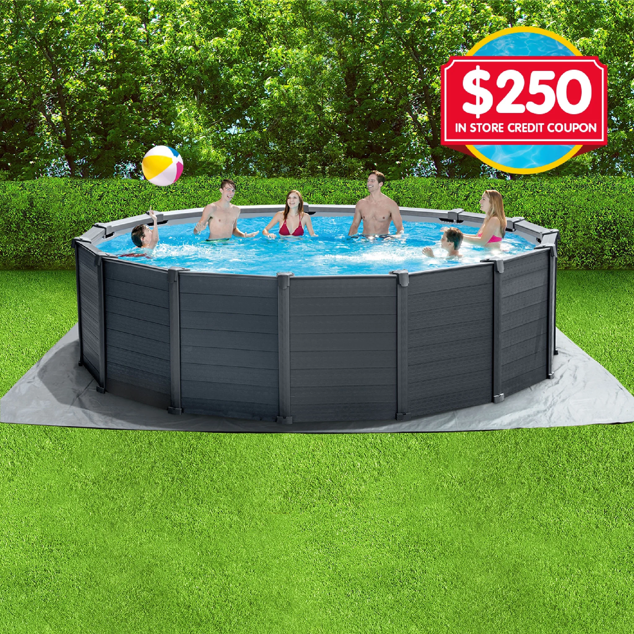 Intex Graphite Panel Pool Round 15ft with $250 In Store Credit Coupon