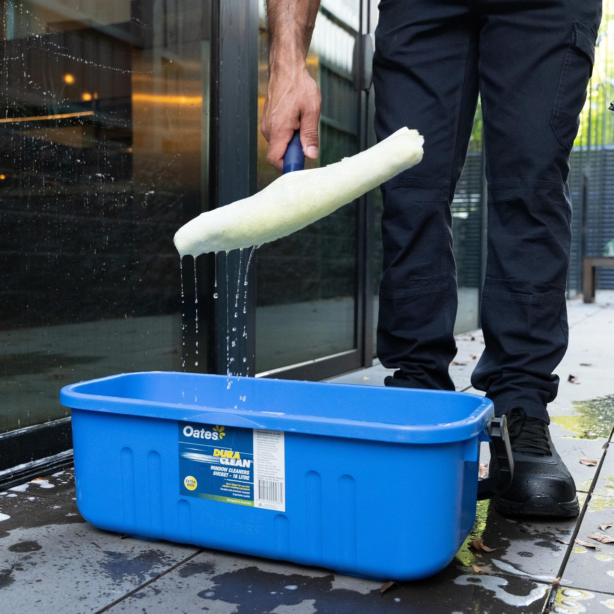 Duraclean Flat Mop Window Cleaning Bucket 18L Blue