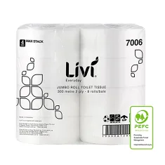Livi Everyday Jumbo Toilet Tissue 2 Ply 300M Bale 8pk