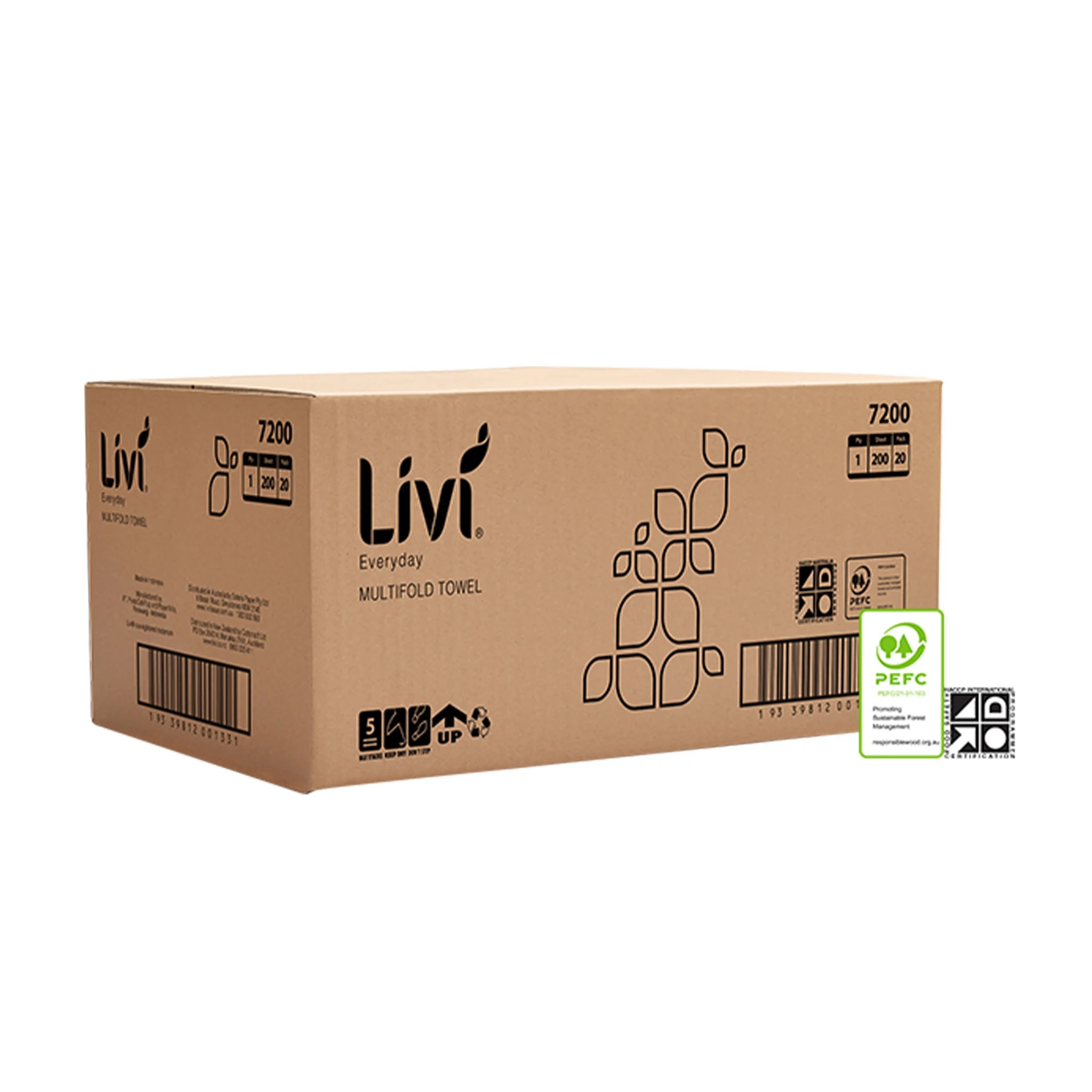 Livi Everyday Basics Multifold Hand Towel 1 Ply 200 Sheets 20pk