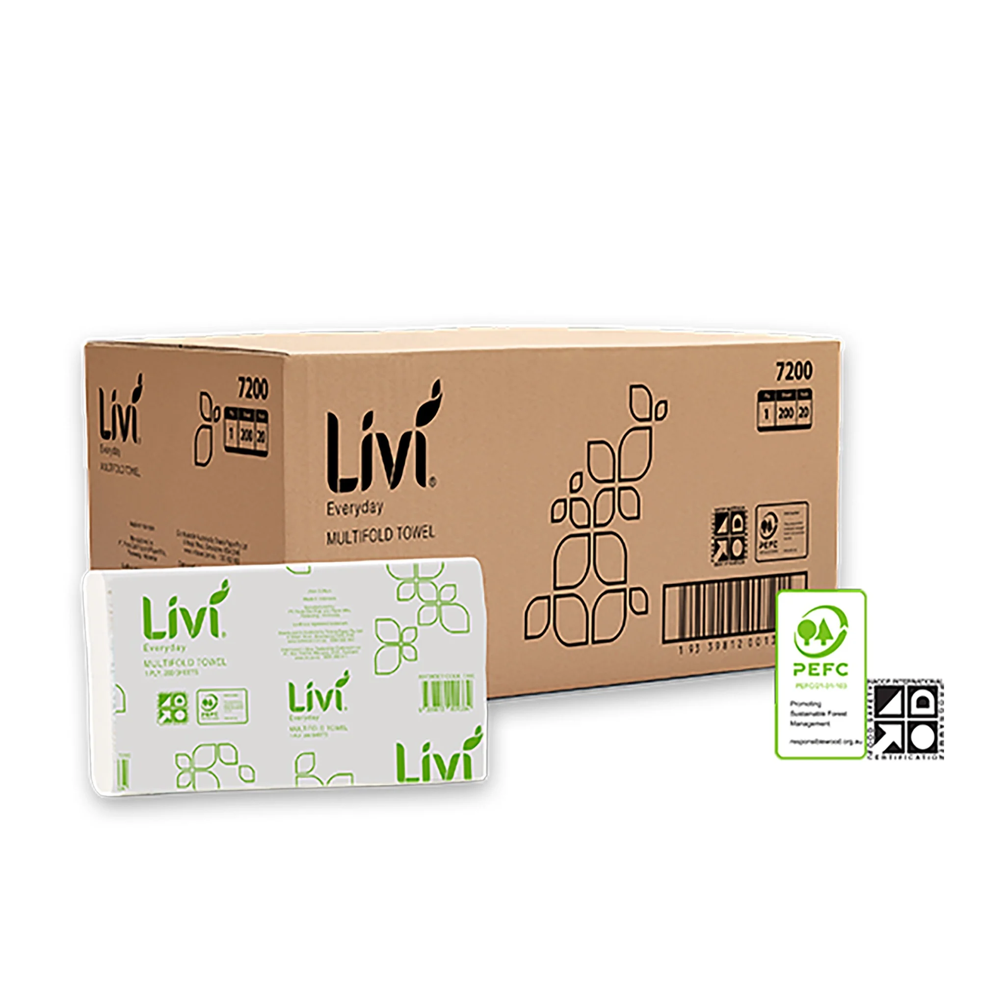 Livi Everyday Basics Multifold Hand Towel 1 Ply 200 Sheets 20pk
