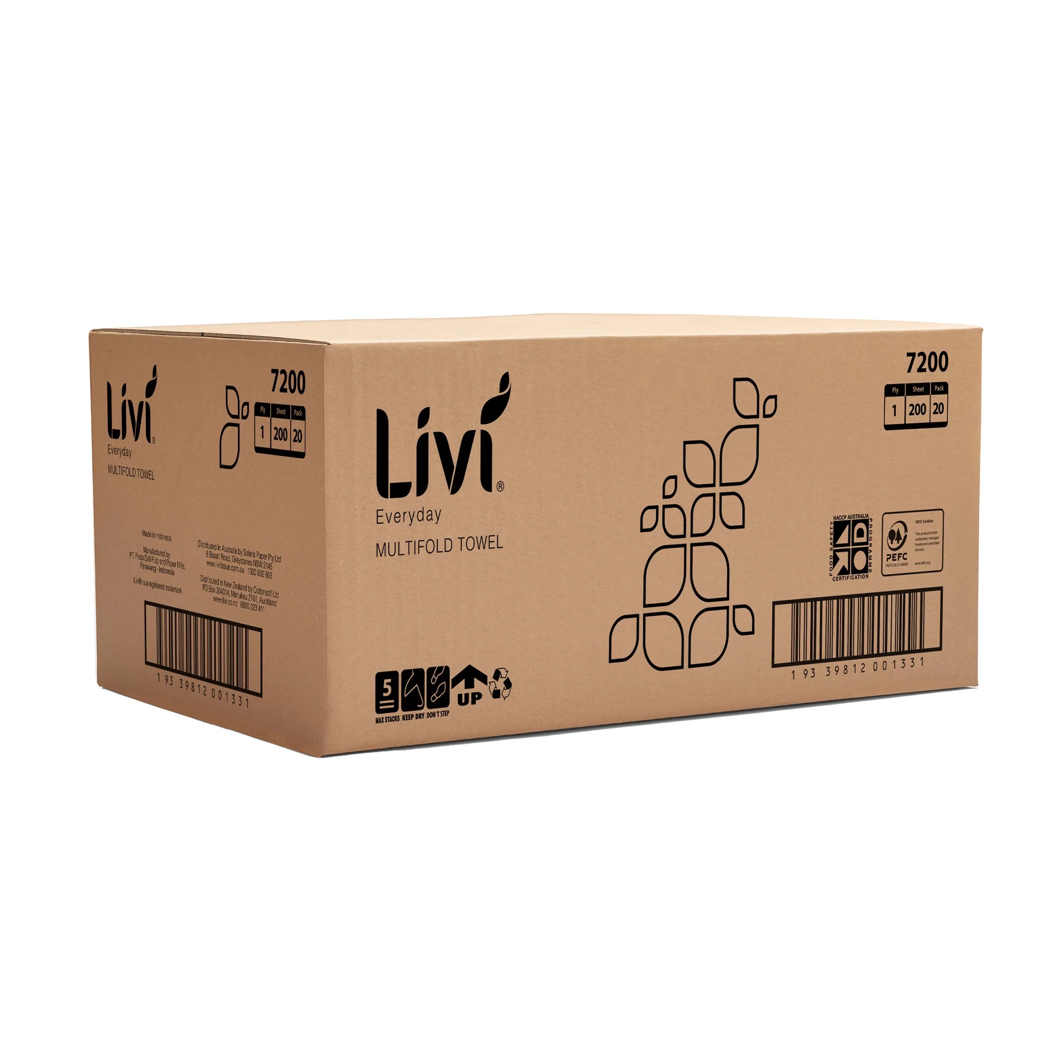 Livi Everyday Basics Multifold Hand Towel 1 Ply 200 Sheets 20pk