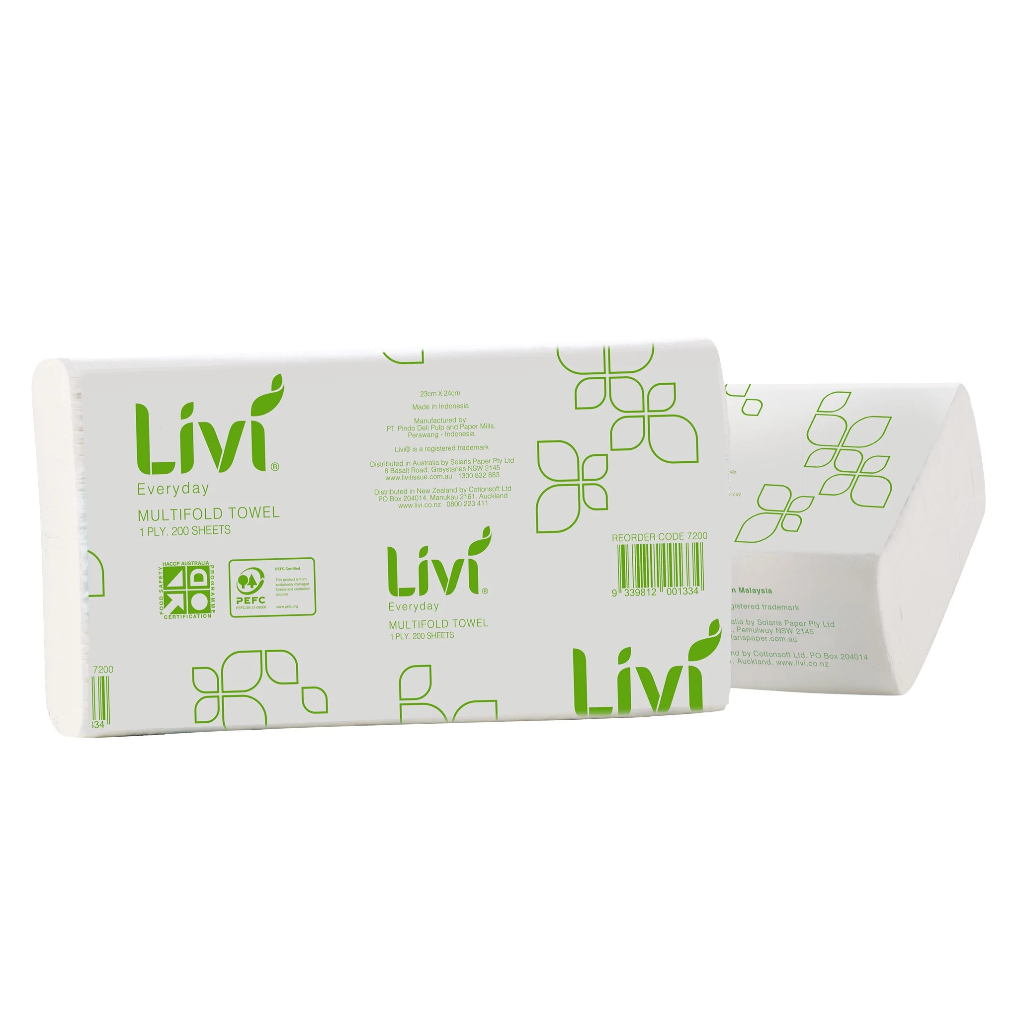Livi Everyday Basics Multifold Hand Towel 1 Ply 200 Sheets 20pk