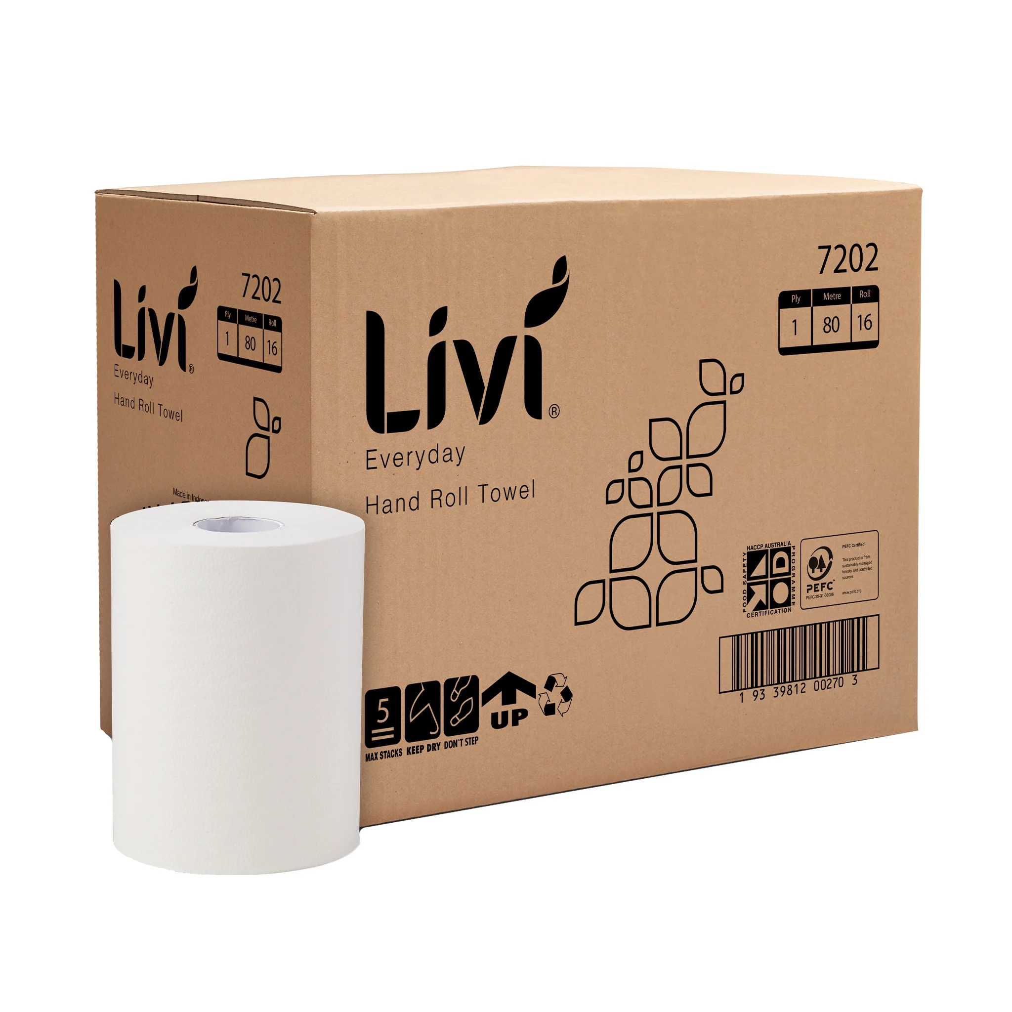 Livi Everyday Roll Hand Towel 1 Ply 80M 16pk