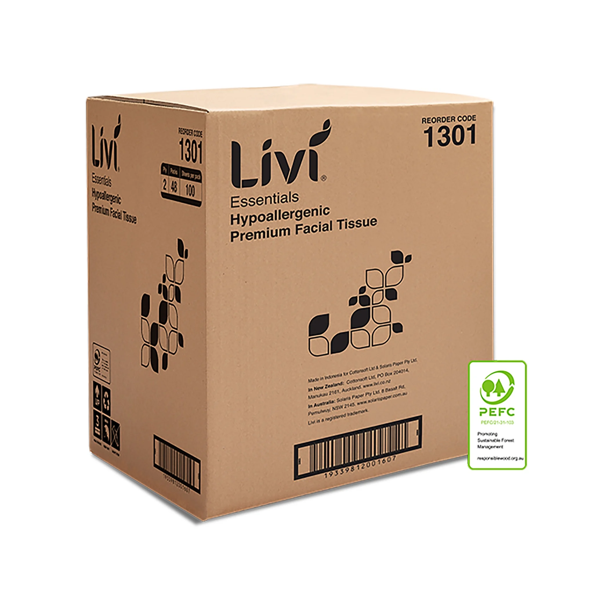Livi Essentials Facial Tissue 2 Ply 100 Sheets 48pk