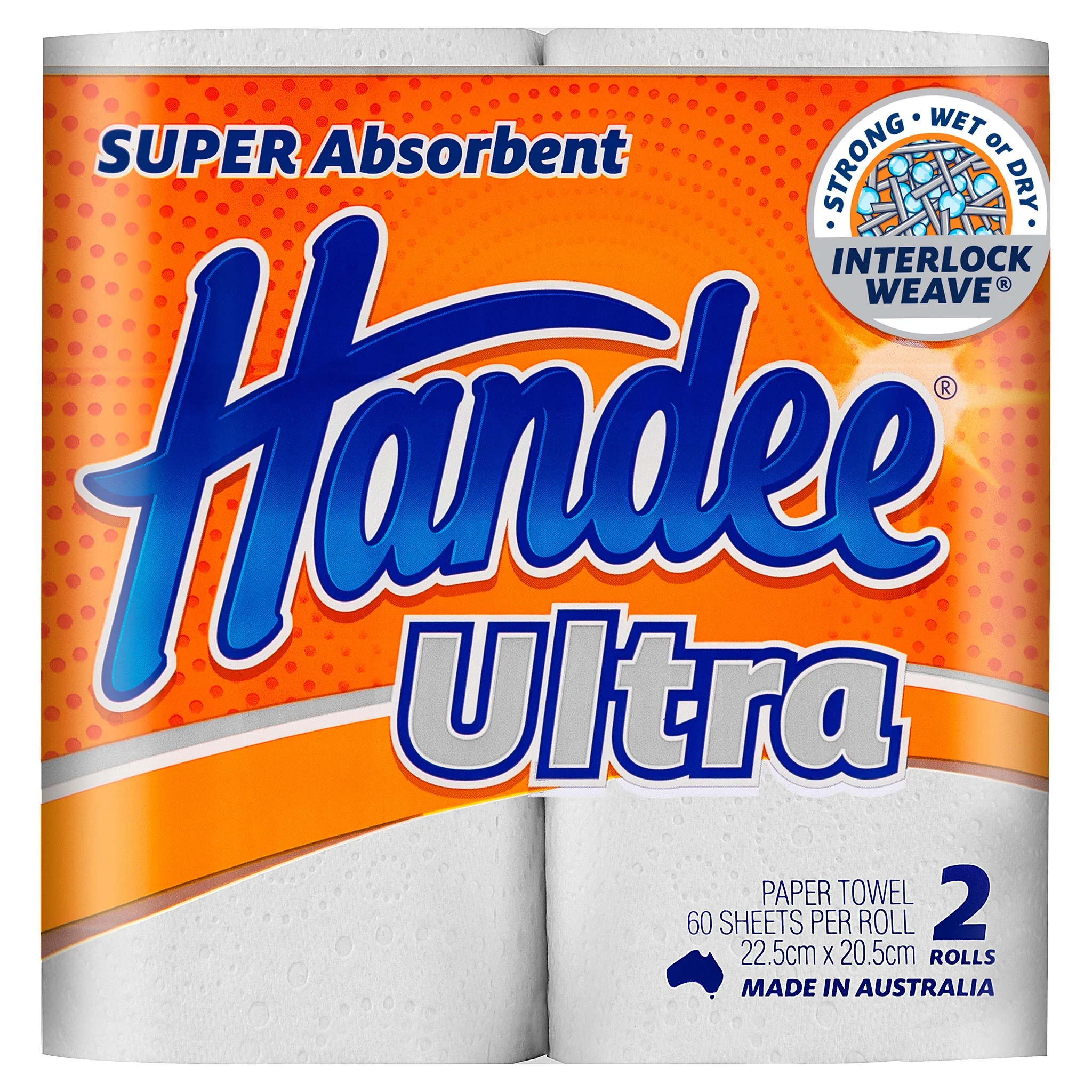 Handee Ultra Kitchen Towel 2 Ply 60 Sheets Double Pack 6pk