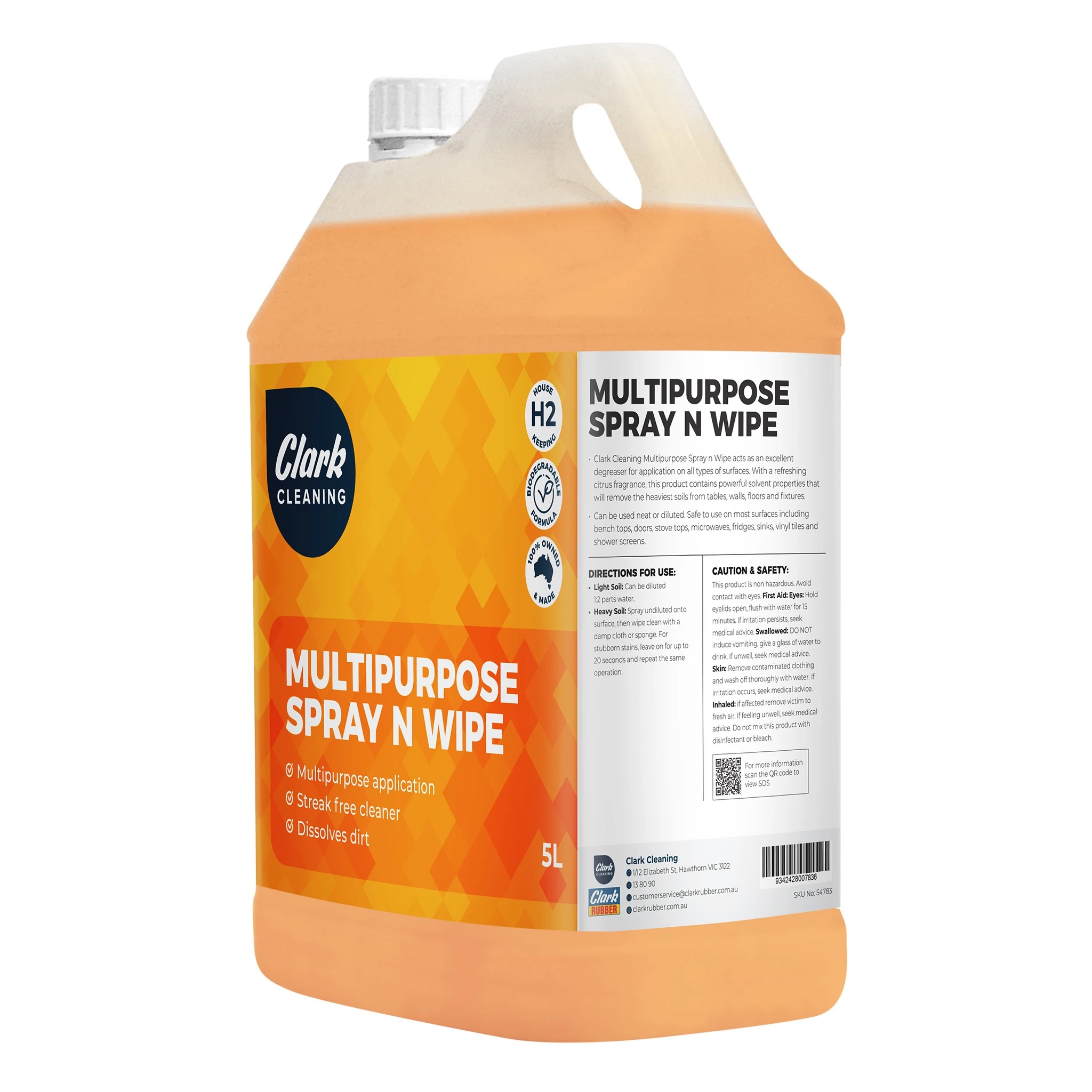 Clark Cleaning Multipurpose Spray N Wipe 5L
