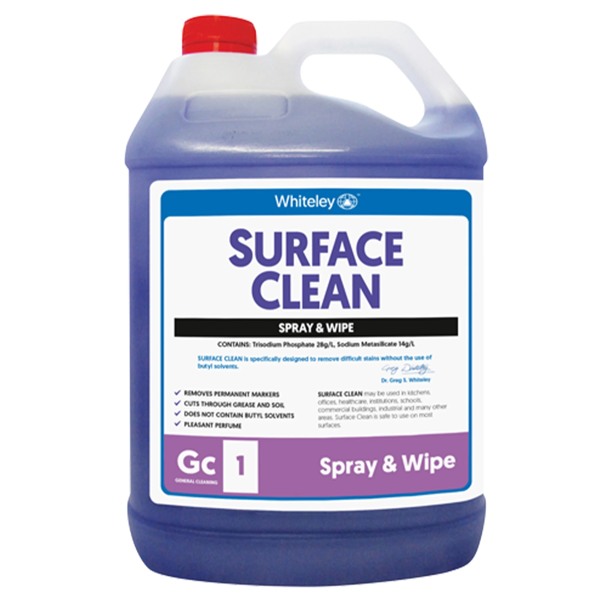 Whiteley Surface Clean Spray and Wipe 5L