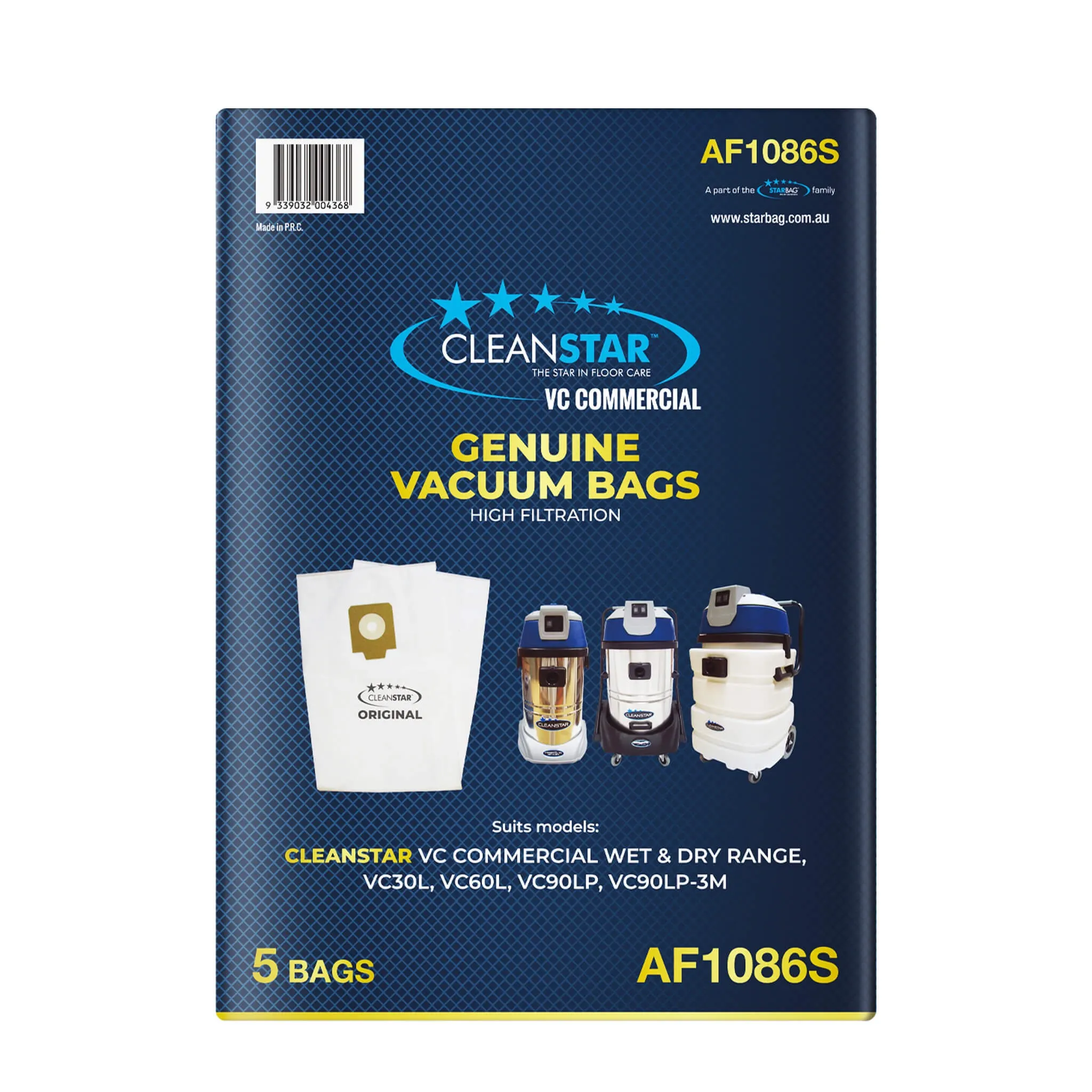 Starbag AF1086S Synthetic Vacuum Cleaner Bag 5pk