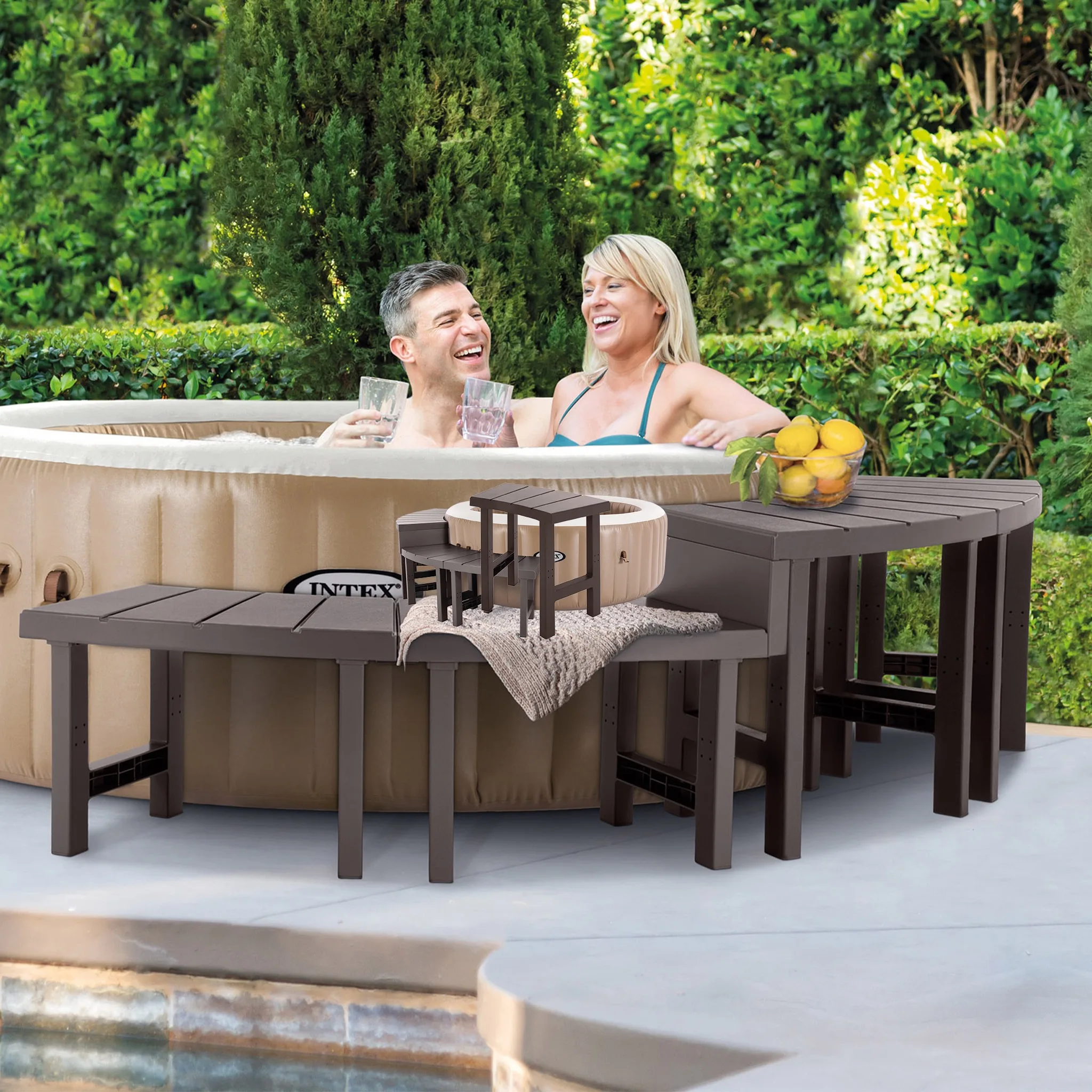 Intex 2 Medium and 2 Tall Spa Bench Set