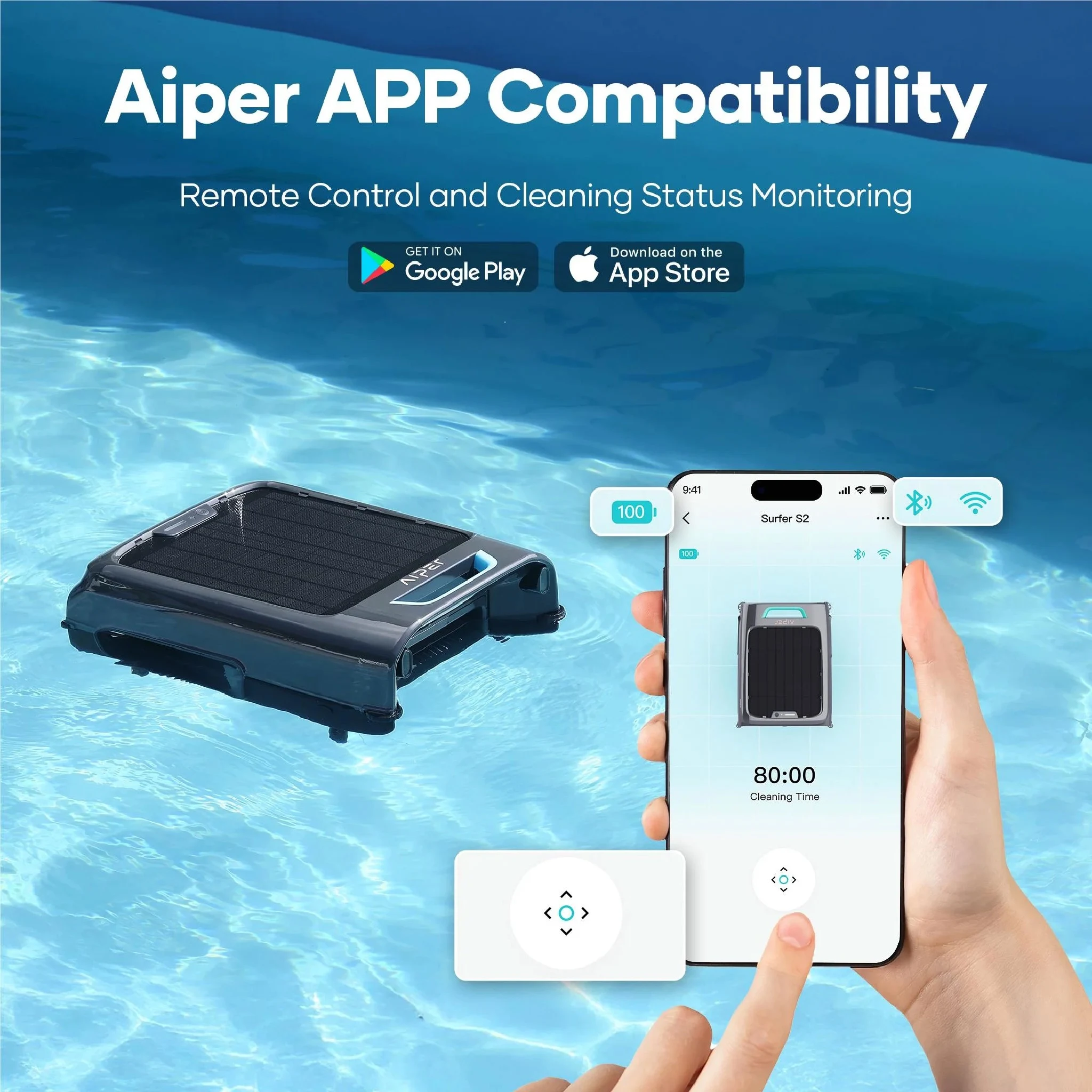 Aiper Surfer S2 Cordless Robotic Pool Surface Skimmer